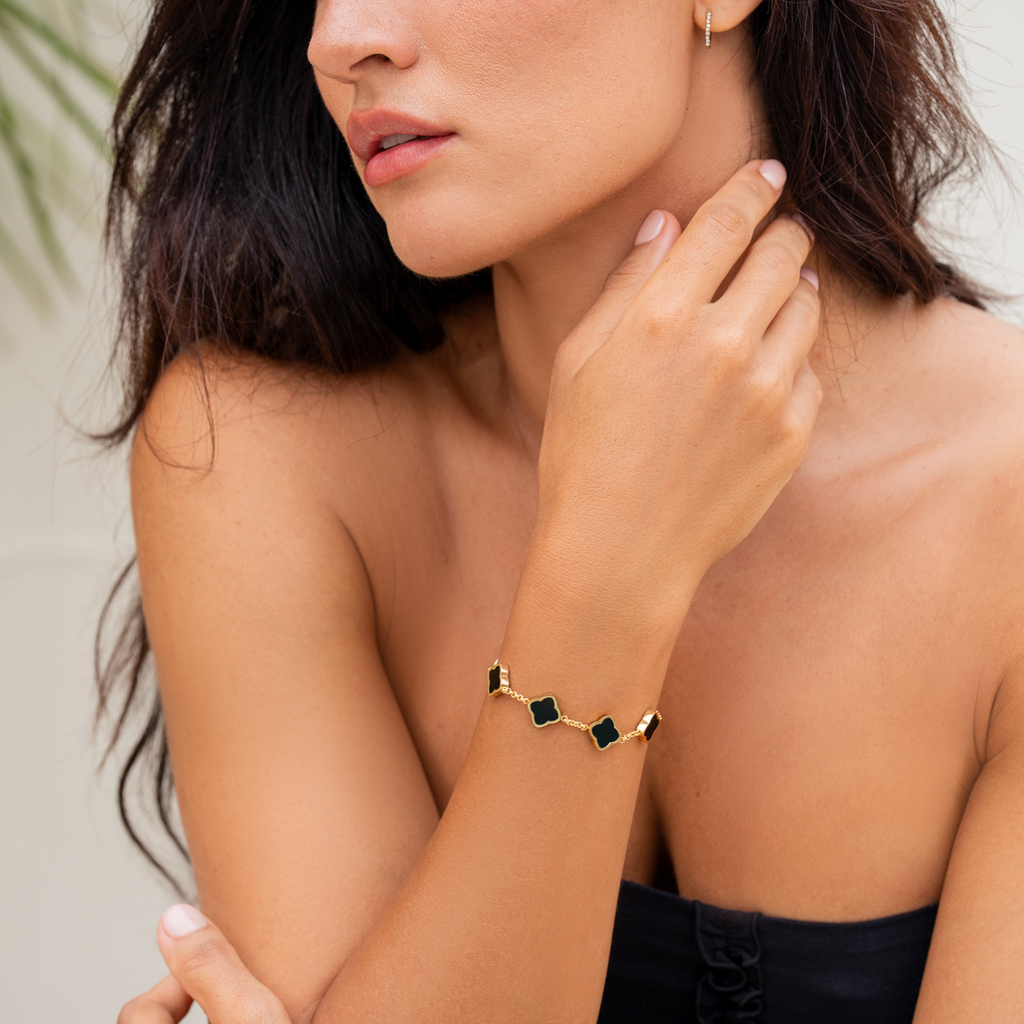 Celine Clover Bracelet - White-Gold