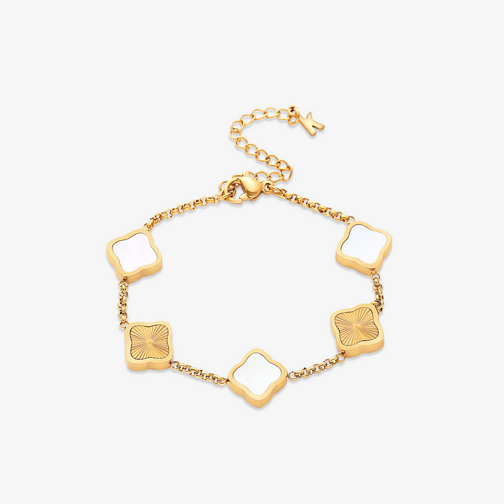 Celine Clover Bracelet - White-Black