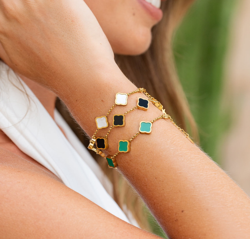 Celine Clover Bracelet - Black-Gold